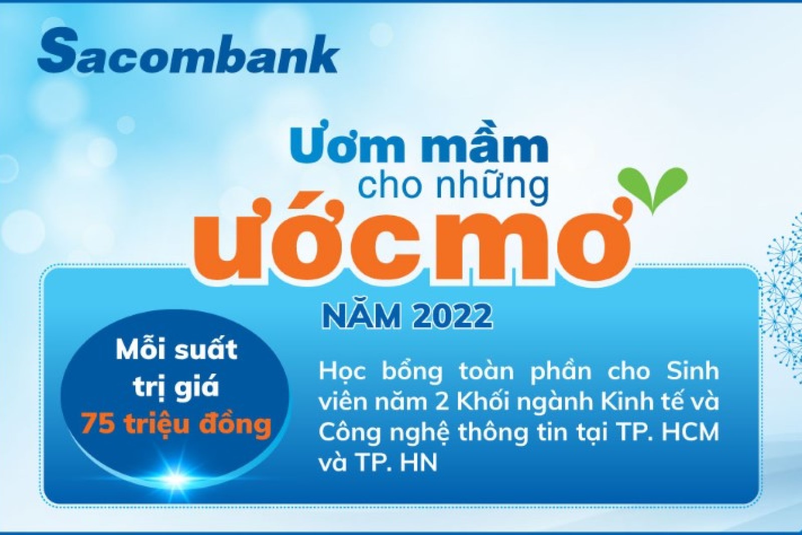Học bổng Sacombank "Ươm mầm cho những ước mơ" năm 2022